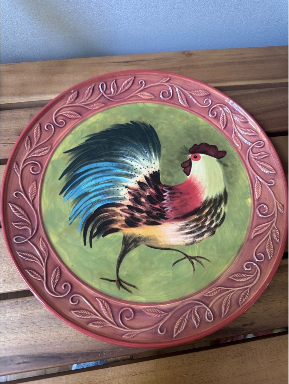 Cracker Barrel Susan Winget "Break of Dawn" Green Rooster 11" Decorative Plate